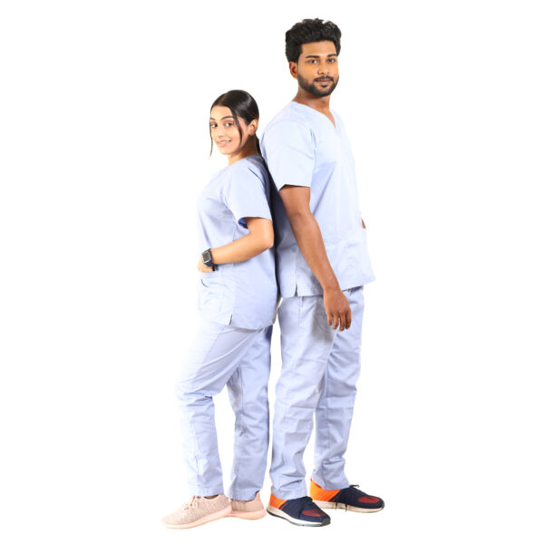 Light Blue Scrubs V Neck - Image 3