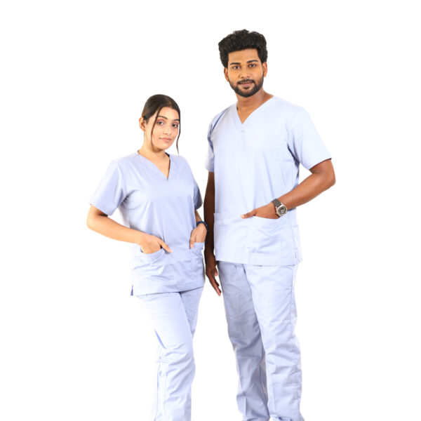 Light Blue Scrubs V Neck - Image 4