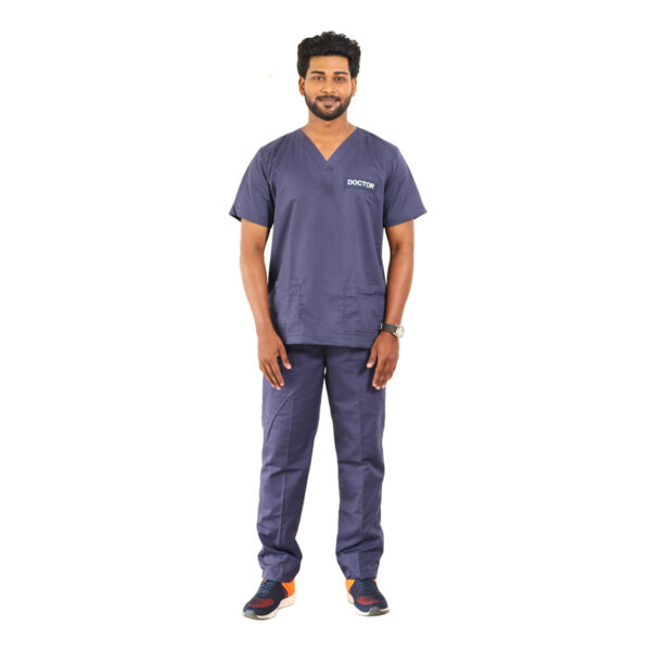 Medical Scrubs Navy blue V Neck - Image 3