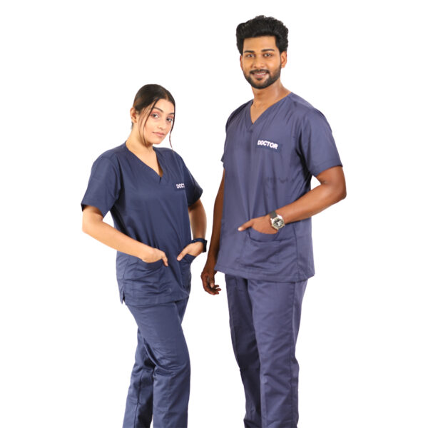 Medical Scrubs Navy blue V Neck - Image 6