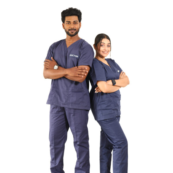 Medical Scrubs Navy blue V Neck - Image 5