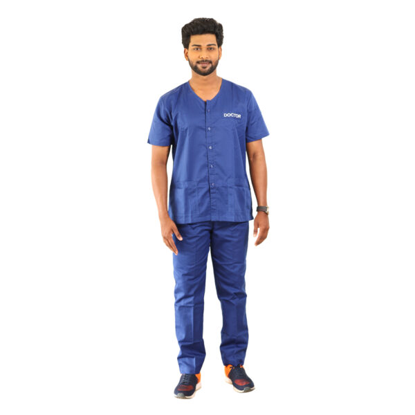 Medical Scrubs Royal Blue Button Type - Image 3