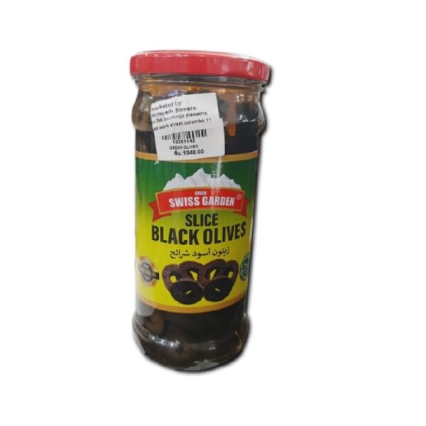 Swiss Garden Slice Black Olives 340g